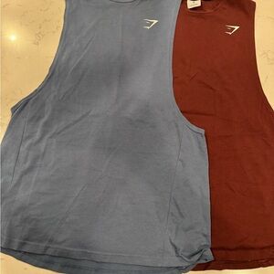 Gymshark Blue & Burgundy Sleeveless Gym Shirts (2)